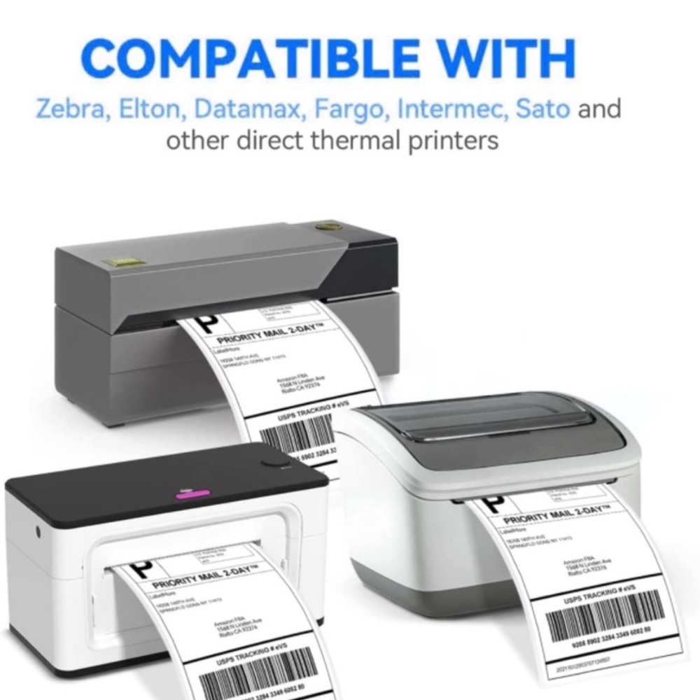 Direct Thermal Shipping Labels for Zebra & Rollo Printers, Fanfold 500 PCS 4x6” - Picture 3 of 16